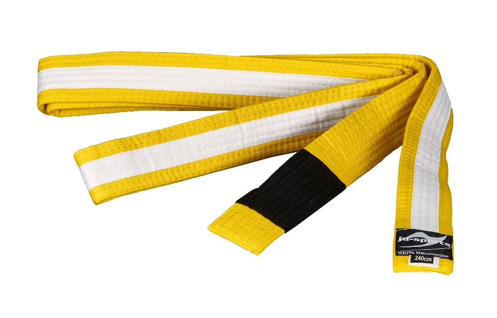 Ju Sports BJJ Kindergürtel gelb mit weißem Streifen Räumungsverkauf