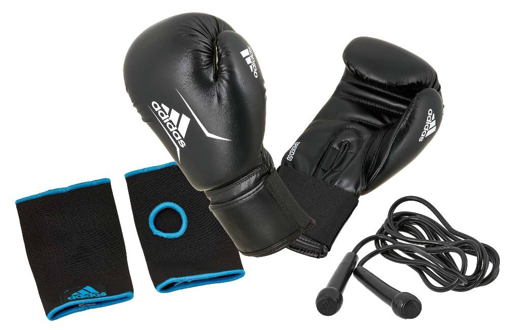 Ju Sports adidas Boxing Set - Handschuhe, Seil, Innenhandschuhe - ADIBPKITSMU