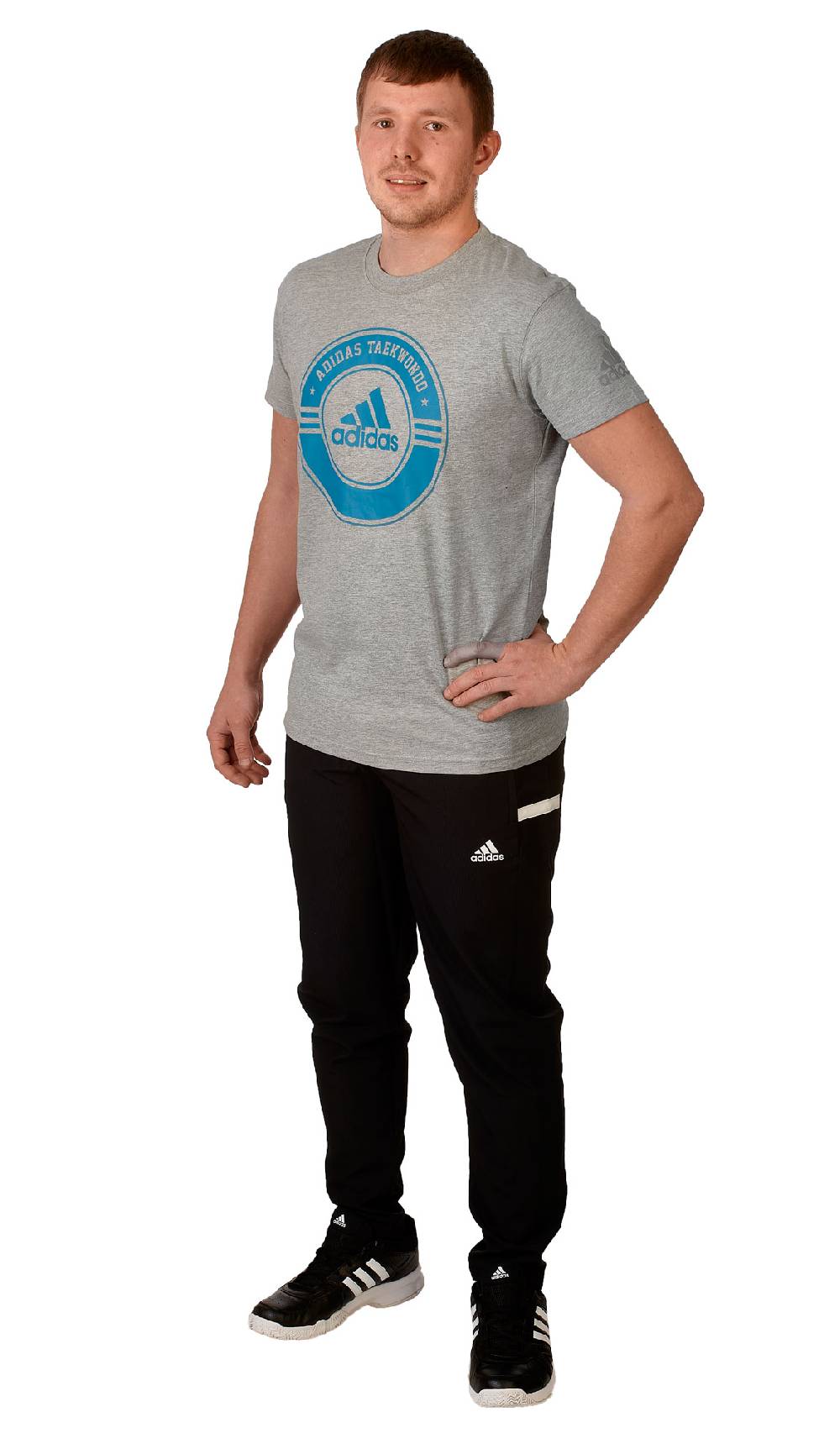 Ju Sports adidas Taekwondo Community Line Shirt "Circle" grey/blue, adicsts01T Fabrikladen