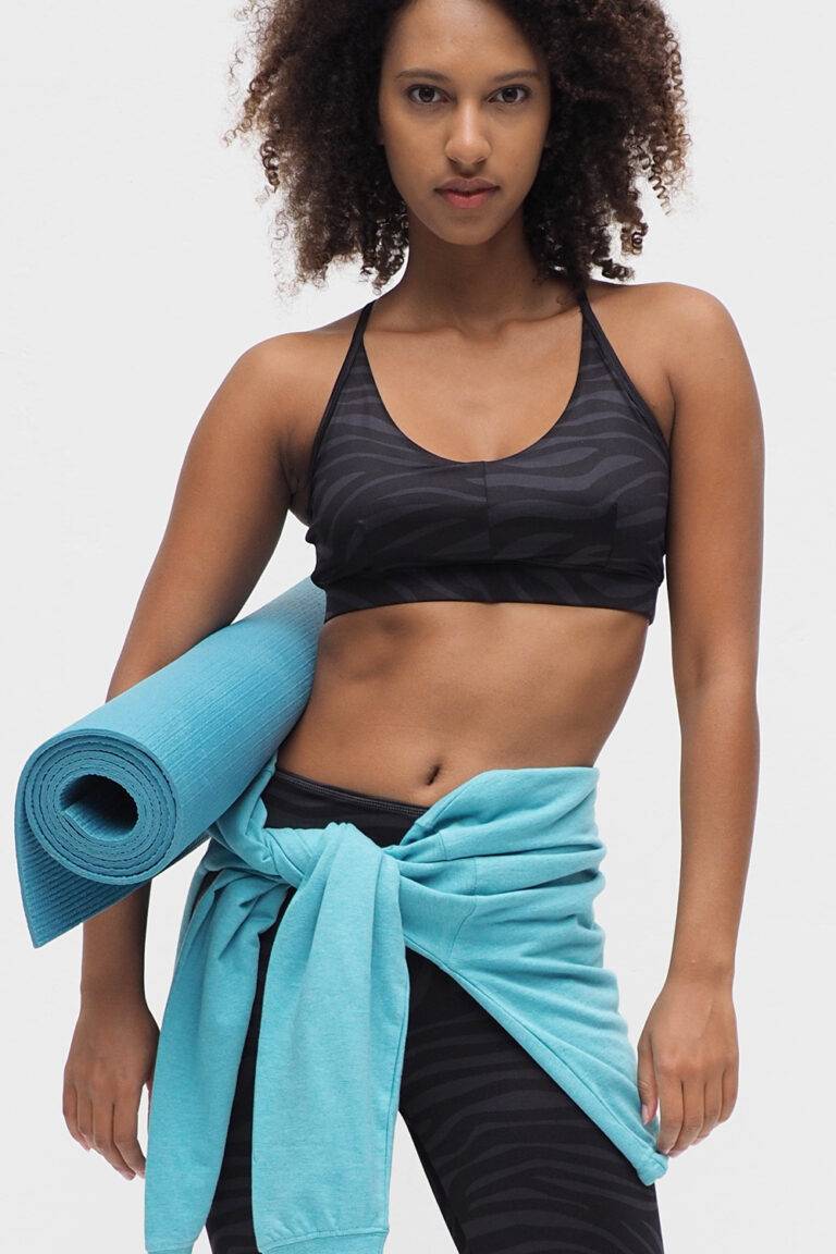Kismet Yogastyle Yoga Bra Top Amba – Zebra Anthracite im Angebot