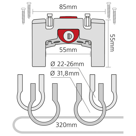 Klickfix für Lenker mit Ø 22–26 mm und Ø 31,8 mm Fabrikladen