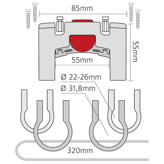 Klickfix für Lenker mit Ø 22–26 mm und Ø 31,8 mm Begrenzt auf 3 Tage