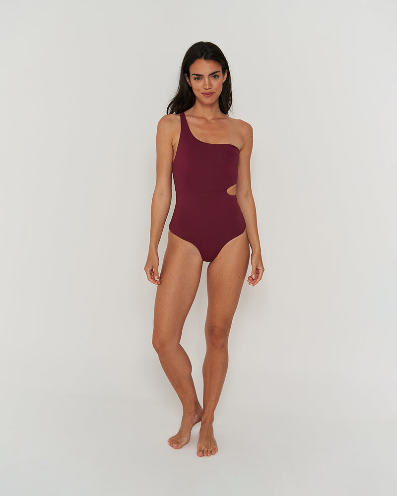 Kuuno Swimsuit One Shoulder Dark Berry Heißer Verkauf
