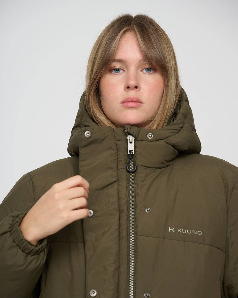 Kuuno Everyday Long Puffer Jacket Forest Green Super Rabatt