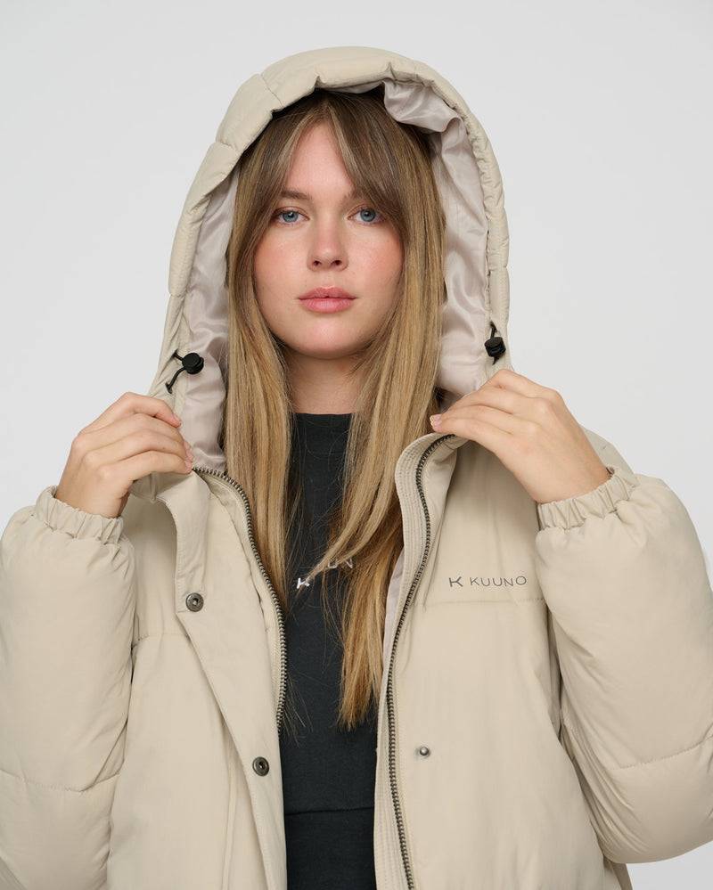 Kuuno Everyday Long Puffer Jacket Light Beige Riesige Rabatte