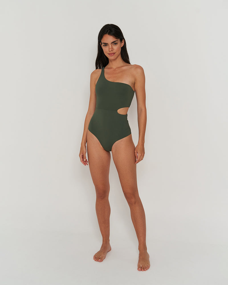 Kuuno Swimsuit One Shoulder Forest Green Fabrikladen