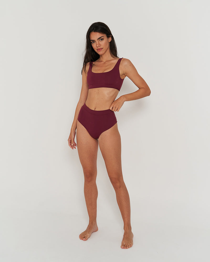 Kuuno Bikini Bottom High Waist Dark Berry Online