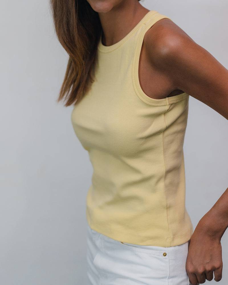 Kuuno Everyday Cotton Tank Top Pale Yellow Flash Sale