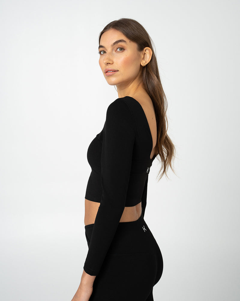 Kuuno Essential Cropped Longsleeve Night Black Neueste Mode