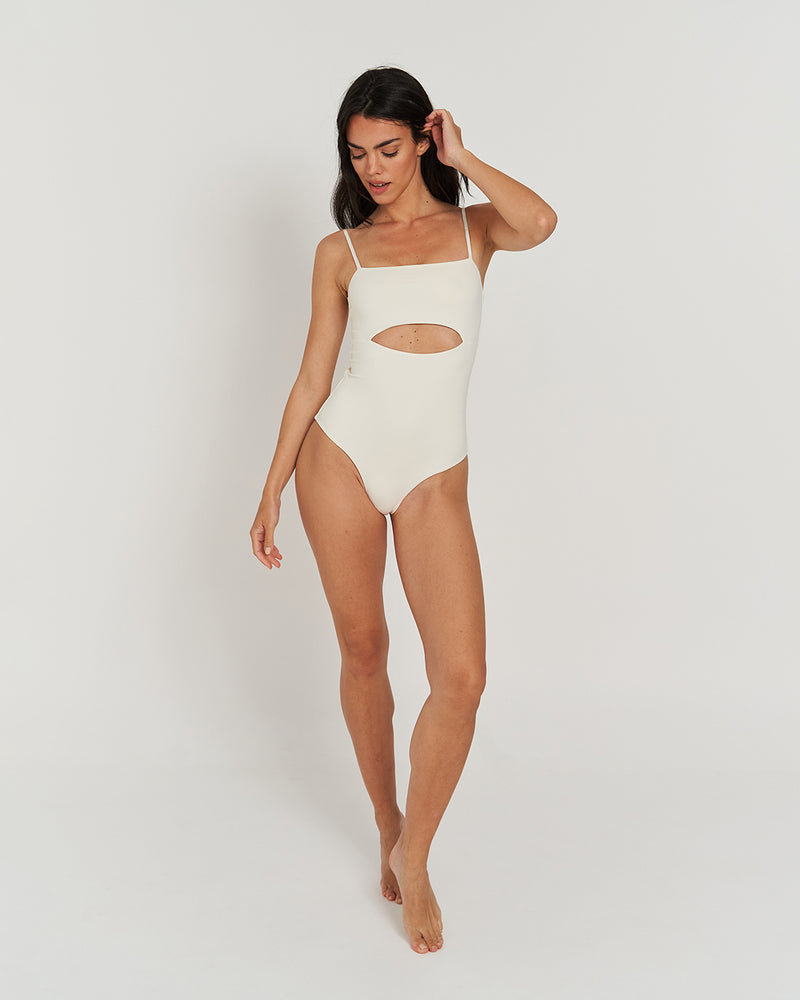 Kuuno Swimsuit Cut Out Off White Schlussverkauf