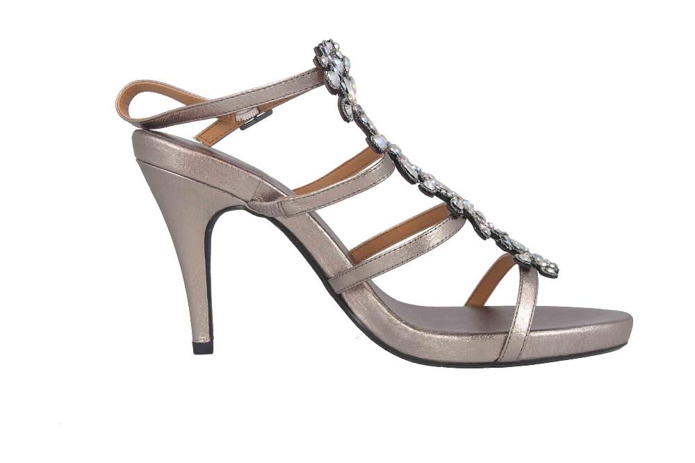 J.Reneé Metallic Nappa/Rhinestones Sandaletten in Übergrößen Taupe Evadine Taupe Metallic große Damenschuhe Bis zu 60% Rabatt