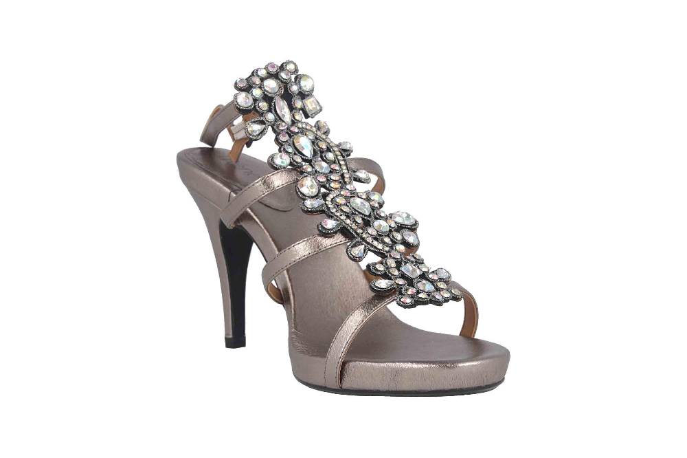 J.Reneé Metallic Nappa/Rhinestones Sandaletten in Übergrößen Taupe Evadine Taupe Metallic große Damenschuhe Bis zu 60% Rabatt
