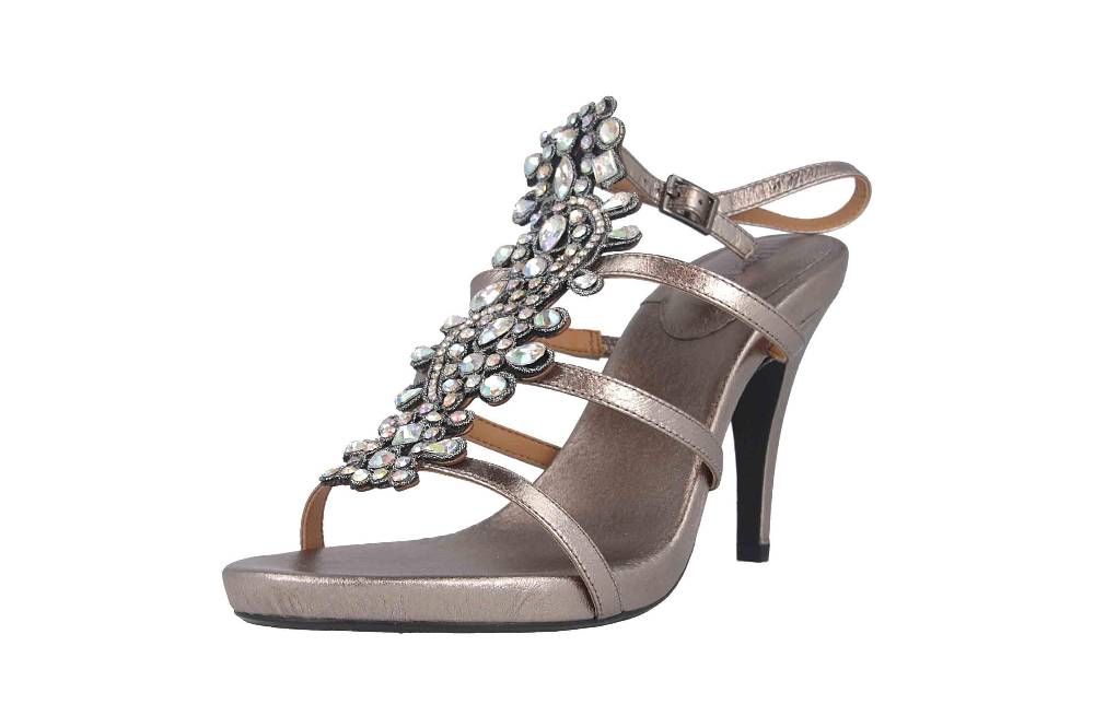 J.Reneé Metallic Nappa/Rhinestones Sandaletten in Übergrößen Taupe Evadine Taupe Metallic große Damenschuhe Bis zu 60% Rabatt