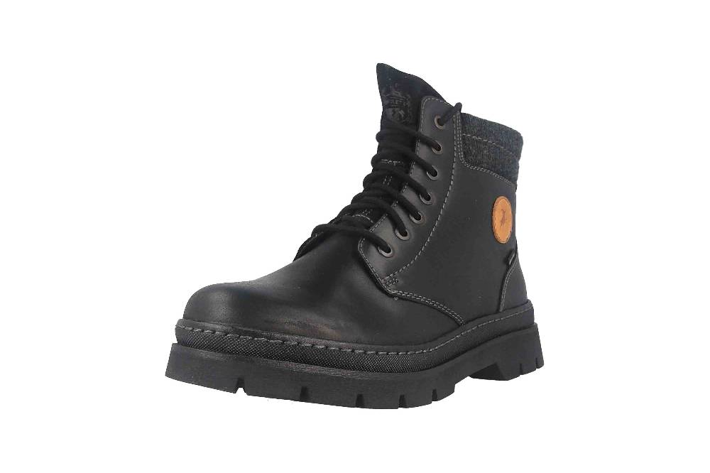 Fretz Men Zoran Boots in Übergrößen Schwarz 2410.8438-51 große Herrenschuhe Schlussverkauf