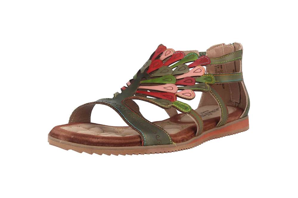 Laura Vita Sandalen in Übergrößen Mehrfarbig VACA Kaki große Damenschuhe Schlussverkauf