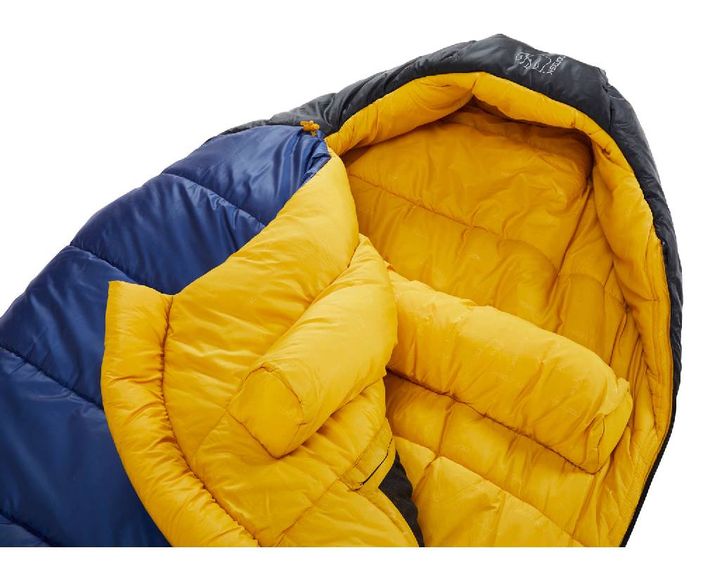 Nordisk Puk -10° Mummy| Kunstfaser True Navy/Mustard Yellow/Black Verkauf
