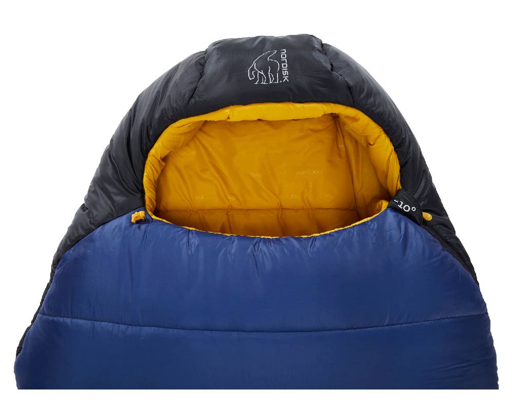 Nordisk Puk -10° Mummy| Kunstfaser True Navy/Mustard Yellow/Black Verkauf