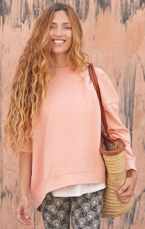 Ognx Yoga Loose Sweater OM Bio Baumwolle Pia - rosa Super Sparpreis