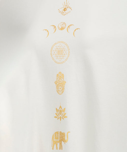 Ognx Yoga Boxy T-Shirt Spiritual Chakras by Gabriela Bozic Bio Baumwolle Tencel™ Sora - weiß Wochenangebot