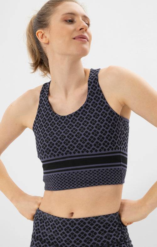 Ognx Yoga BH Long Mosaik Tencel™ Bio Baumwolle Cali - blau Begrenzte Freigabe
