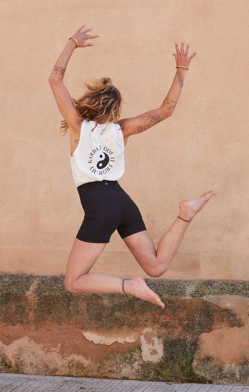 Ognx Yoga Athletic Tank I Got It From My Karma by Angélique Poulain Bio Baumwolle Tencel™ Tara - weiß Bis zu 55% Rabatt