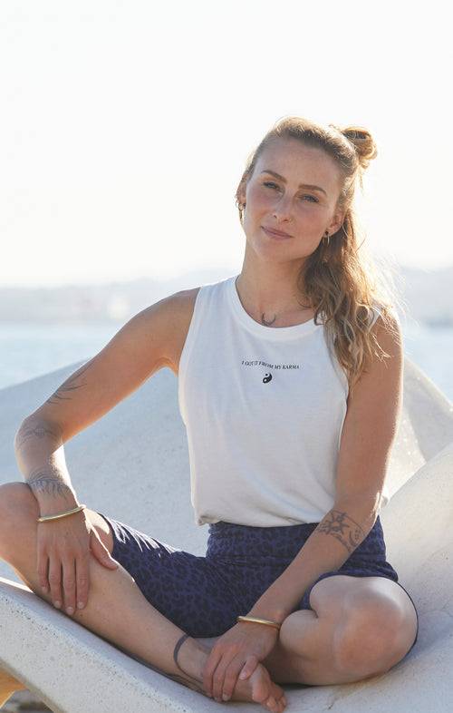 Ognx Yoga Biker Leo Flower Tencel™ Bio Baumwolle Kira - blau Nur noch ein Tag übrig