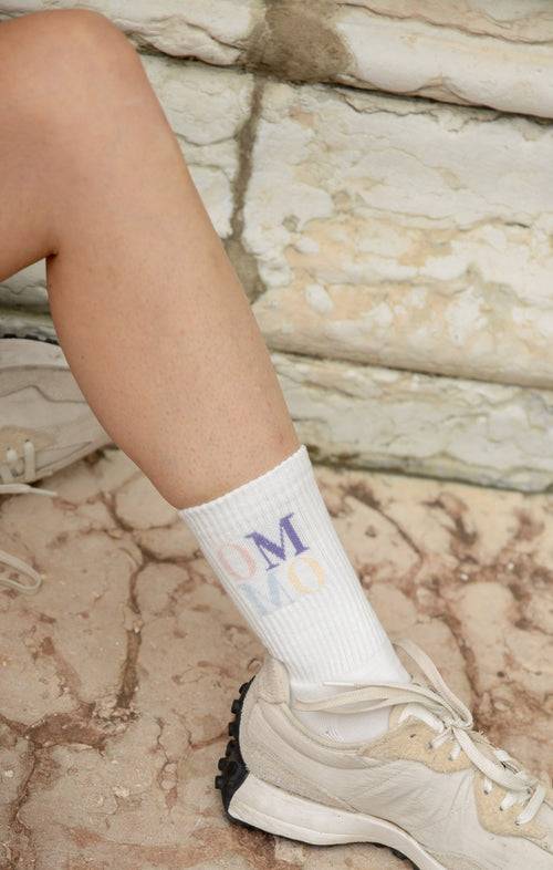 Ognx Yoga Sportsocken OM OM Bio Baumwolle Ava - weiß 50% Rabatt mit kostenlosem Versand