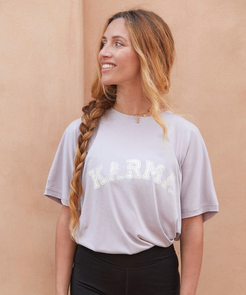 Ognx Yoga Boxy T-Shirt Karma Bio Baumwolle Tencel™ Sora - lila Blitzverkäufe