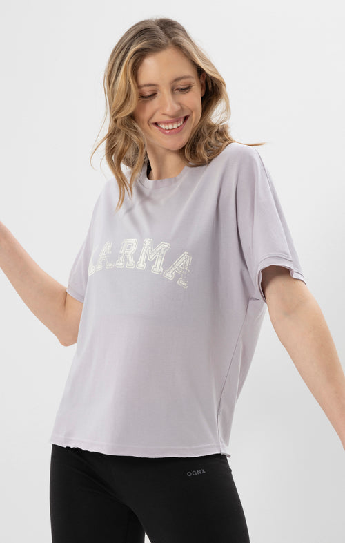 Ognx Yoga Boxy T-Shirt Karma Bio Baumwolle Tencel™ Sora - lila Blitzverkäufe