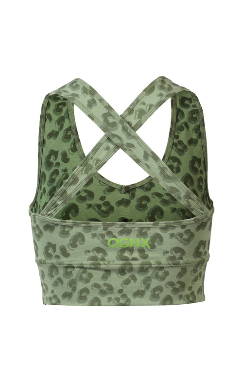 Ognx Yoga BH Leo Cropped - Mittlerer Halt - Tencel™ Bio Baumwolle - grün Black Friday