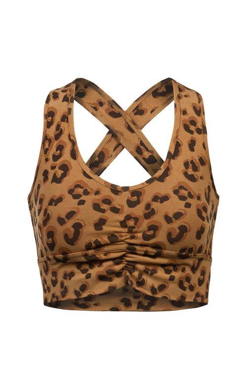 Ognx Yoga BH Leo Cropped - Mittlerer Halt - Tencel™ Bio Baumwolle - braun Vatertagsangebot