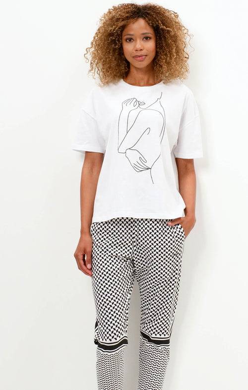 Ognx Soft Boxy T-Shirt One Line Bio Baumwolle - weiß Heißer Verkauf