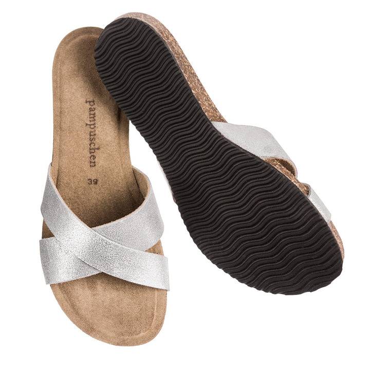 Pampuschen Lyda B metallic platin Letzte 3 Tage