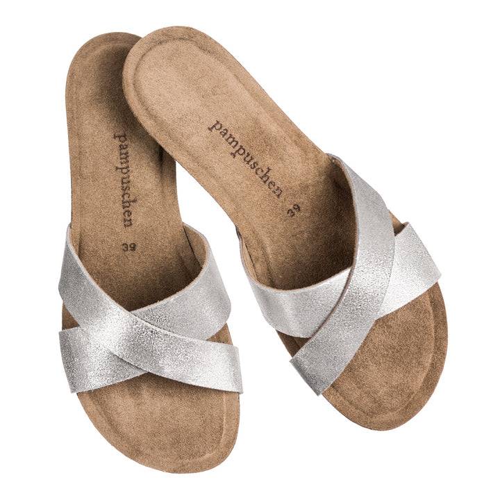 Pampuschen Lyda B metallic platin Letzte 3 Tage