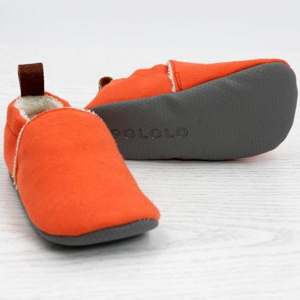 Pololo Barfuß Hausschuh Baumwolle (bio) Uni Orange Sonderangebot der Fabrik