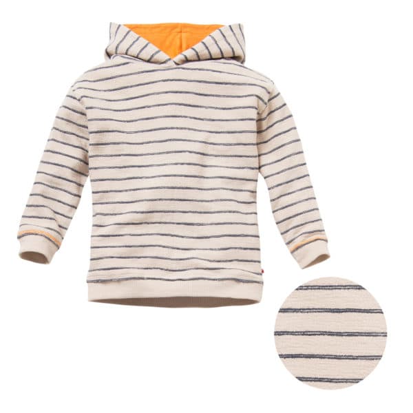 Pololo People Wear Organic Sweat-Hoodie beige-blau geringelt, aus Bio-Baumwolle Limitierter Zeitrabatt
