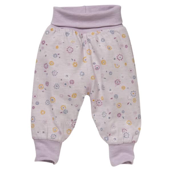 Pololo People Wear Organic Kinder Wendehose, beige-blass violett bedruckt, aus Bio-Baumwolle Sonderangebot