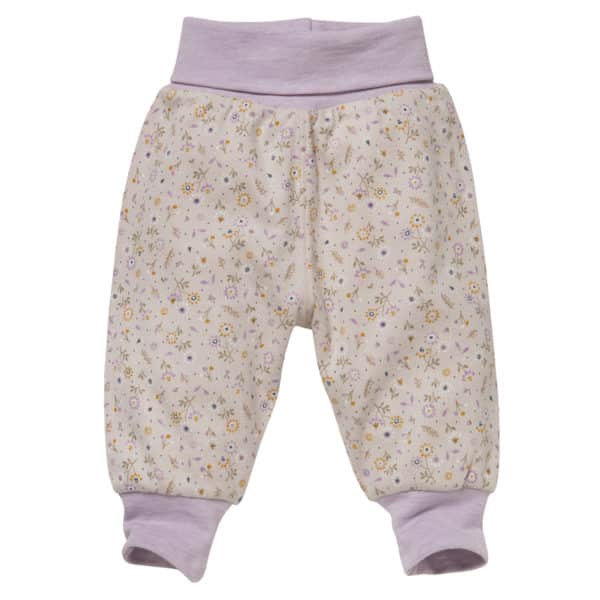 Pololo People Wear Organic Kinder Wendehose, beige-blass violett bedruckt, aus Bio-Baumwolle Sonderangebot