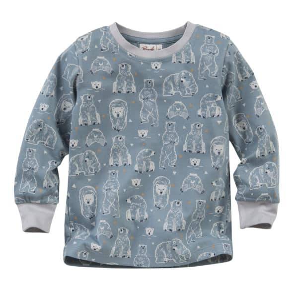 Pololo People Wear Organic Pyjama, petrol bedruckt mit Motiv “Eisbär”, aus 100% Baumwolle (Bio) Preisnachlass