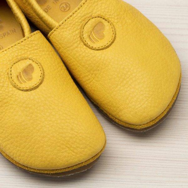 Pololo Barfuß Hausschuh Leder Uni Gelb Vatertagsangebot