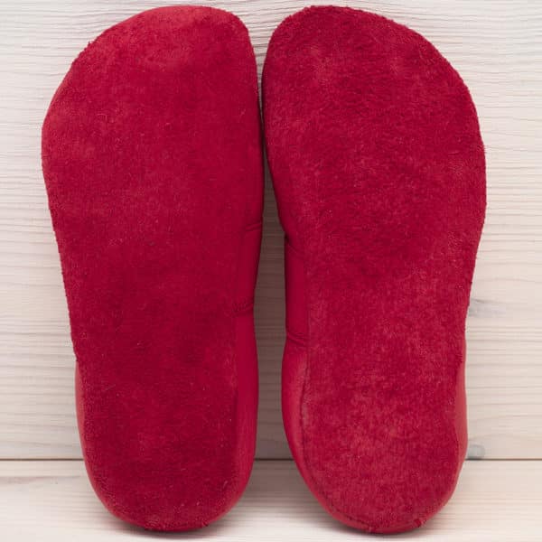 Pololo Barfußhausschuh Leder Rot mit Kordelstopper Zeitlich begrenztes Angebot