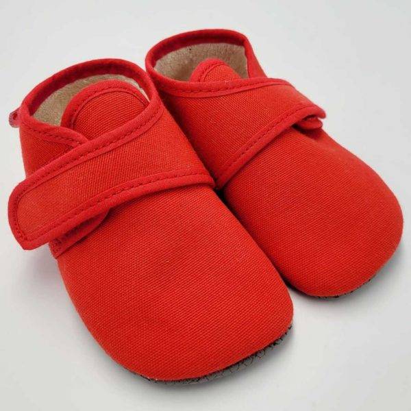 Pololo Barfuß Hausschuh mit Klettverschluss – rot