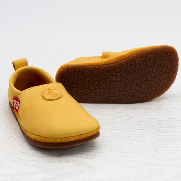 Pololo Barfußschuh Uni Leder Gelb Sonderangebot der Fabrik