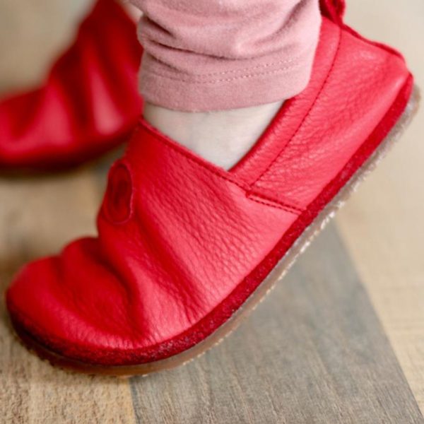 Pololo Barfußschuh Uni Leder Rot Discount Store für neue Produkte