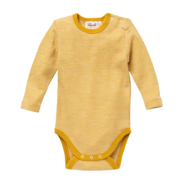 Pololo People Wear Organic Wolle-Seide-Body, senfgelb geringelt Angebote
