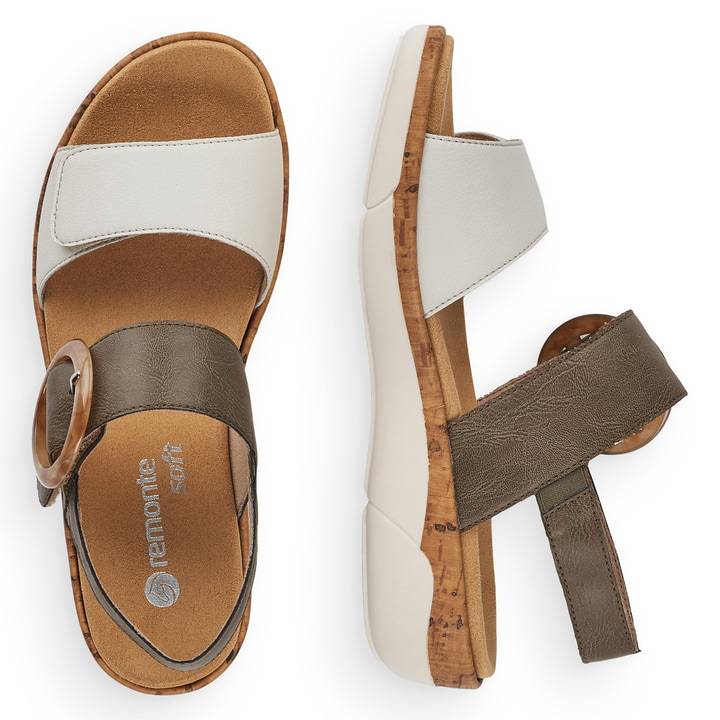 Remonte Artikelnummer R6853-54 remonte Damen Riemchensandalen olivgrün-altweiß zollfrei