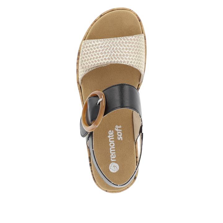 Remonte Artikelnummer R6853-02 remonte Damen Riemchensandalen stahlschwarz-goldbeige Kostenlose Rückgabe
