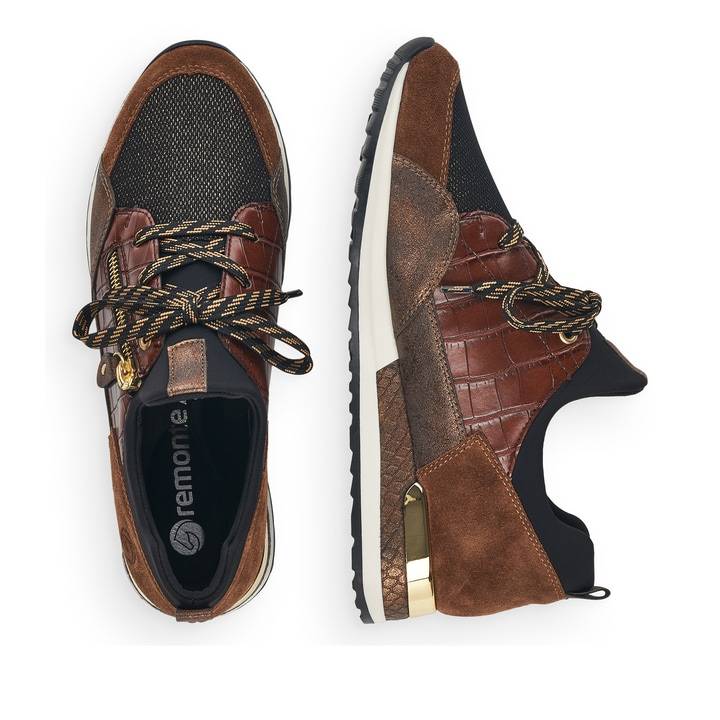 Remonte Artikelnummer R2529-25 remonte Damen Slipper nougatbraun-gold Limitierter Zeitrabatt