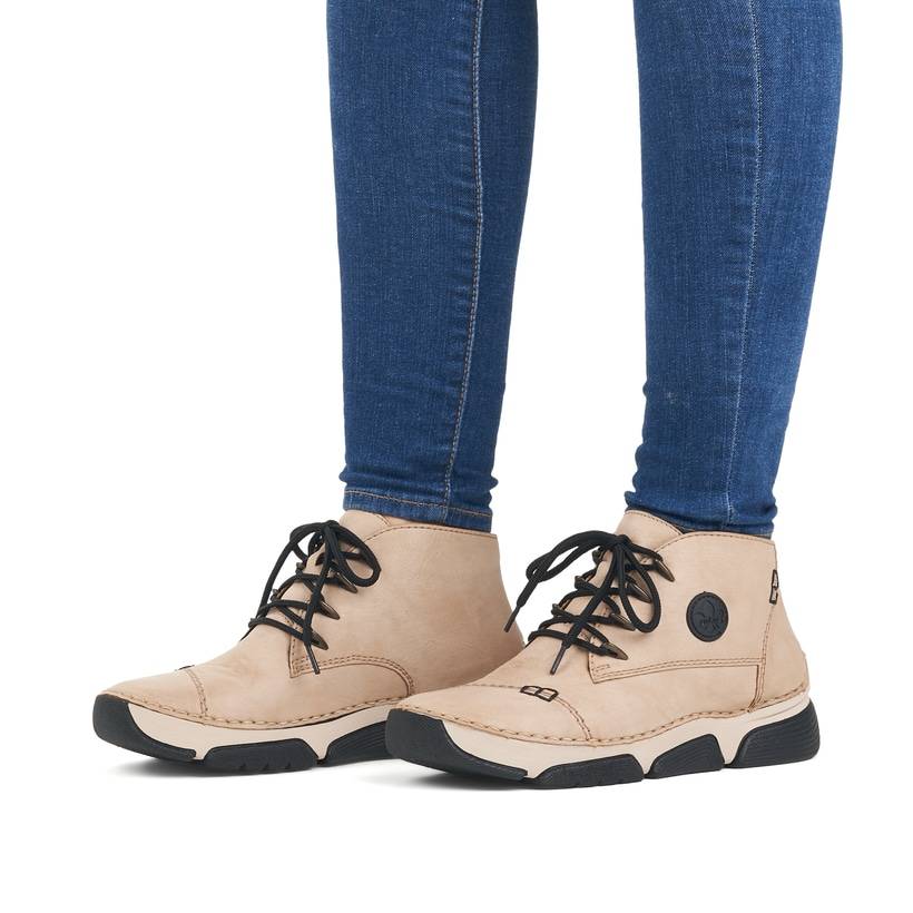 Rieker Artikelnummer 45902-60 Rieker Damen Schnürschuhe cremebeige Kostenloser Versand international