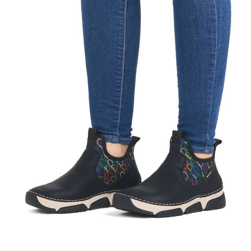 Rieker Artikelnummer 45957-00 Rieker Damen Slipper urbanschwarz-bunt Fabrikladen